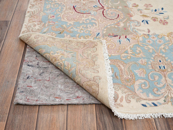 11'10" x 14'2" Vintage Hand Knotted Ivory Wool Rectangle Oriental Rug - MOA1022068