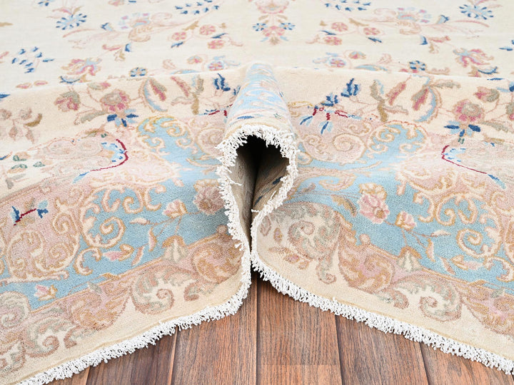 11'10" x 14'2" Vintage Hand Knotted Ivory Wool Rectangle Oriental Rug - MOA1022068