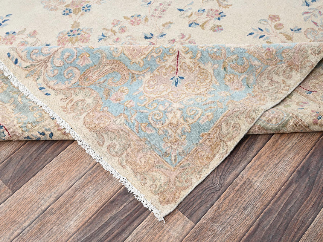 11'10" x 14'2" Vintage Hand Knotted Ivory Wool Rectangle Oriental Rug - MOA1022068