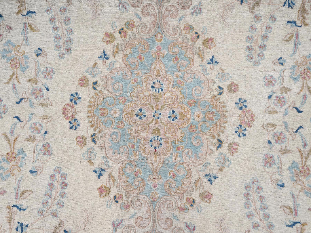 11'10" x 14'2" Vintage Hand Knotted Ivory Wool Rectangle Oriental Rug - MOA1022068