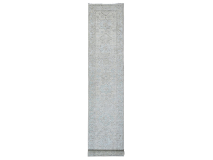 2'7" x 18'9" New Hand Knotted Ivory Wool Runner Oriental Rug - MOA10220690