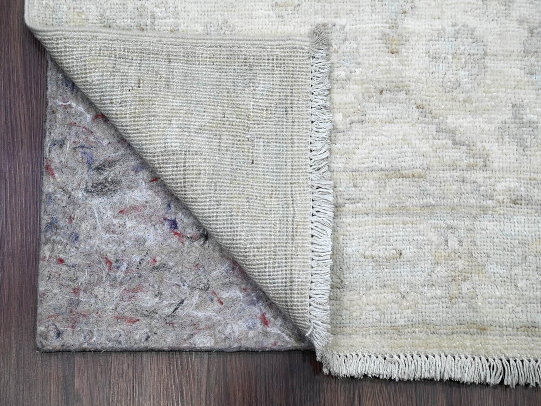 2'7" x 18'9" New Hand Knotted Ivory Wool Runner Oriental Rug - MOA10220690