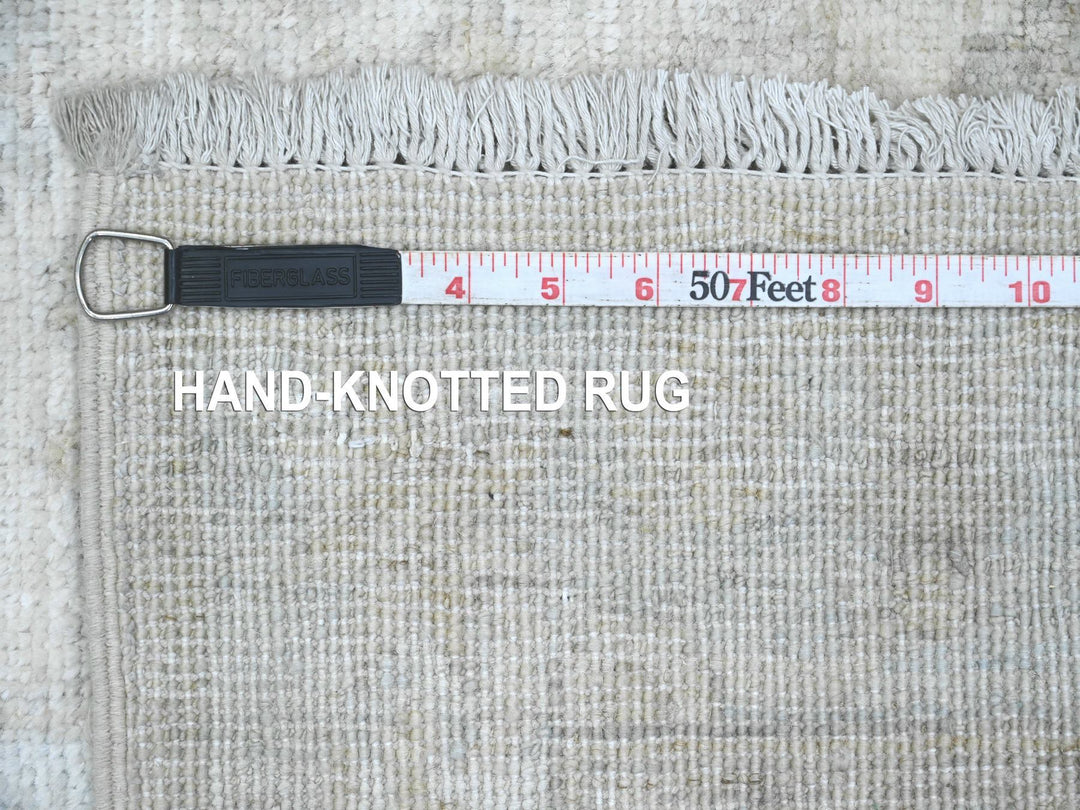 2'7" x 18'9" New Hand Knotted Ivory Wool Runner Oriental Rug - MOA10220690