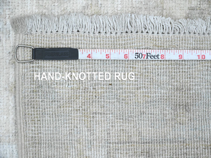 2'7" x 18'9" New Hand Knotted Ivory Wool Runner Oriental Rug - MOA10220690
