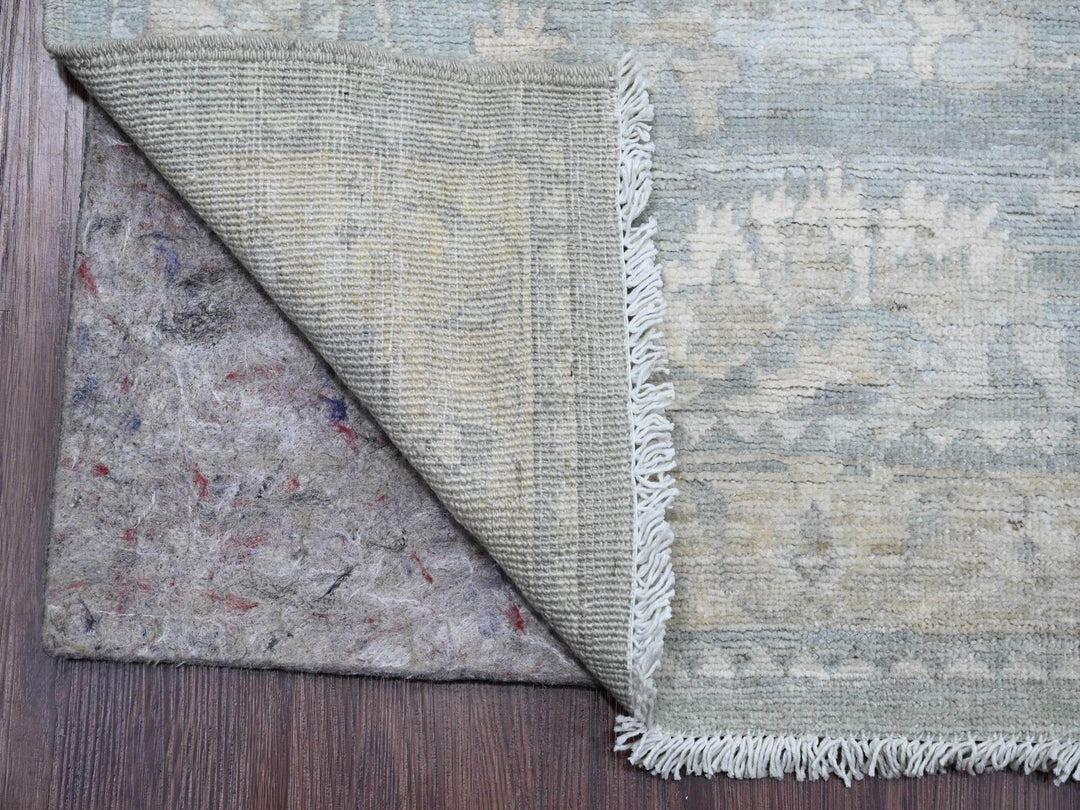 2'8" x 11'7" New Hand Knotted Grey Wool Runner Oriental Rug - MOA10220692