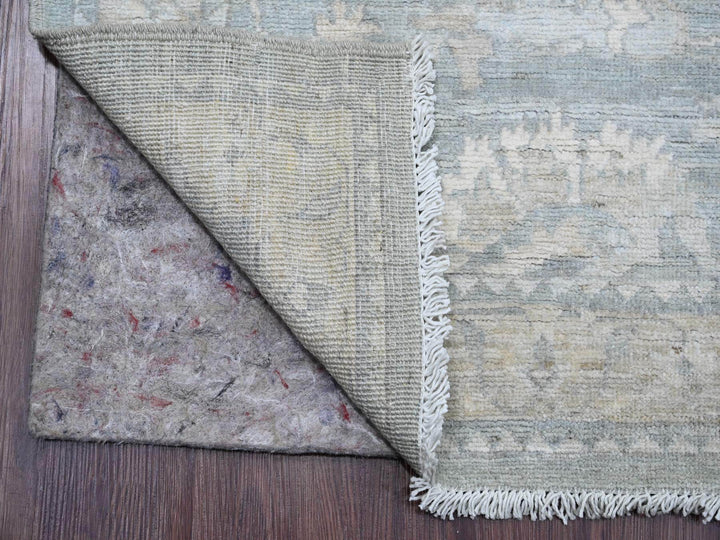 2'8" x 11'7" New Hand Knotted Grey Wool Runner Oriental Rug - MOA10220692