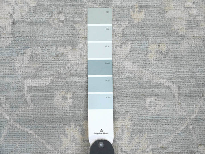 2'8" x 11'7" New Hand Knotted Grey Wool Runner Oriental Rug - MOA10220692