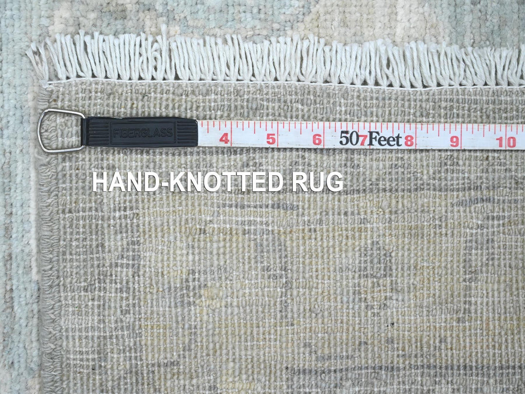 2'8" x 11'7" New Hand Knotted Grey Wool Runner Oriental Rug - MOA10220692