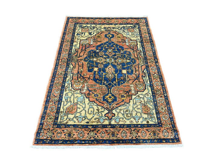 4'2" x 6'0" New Hand Knotted Orange Wool Rectangle Oriental Rug - MOA10220695