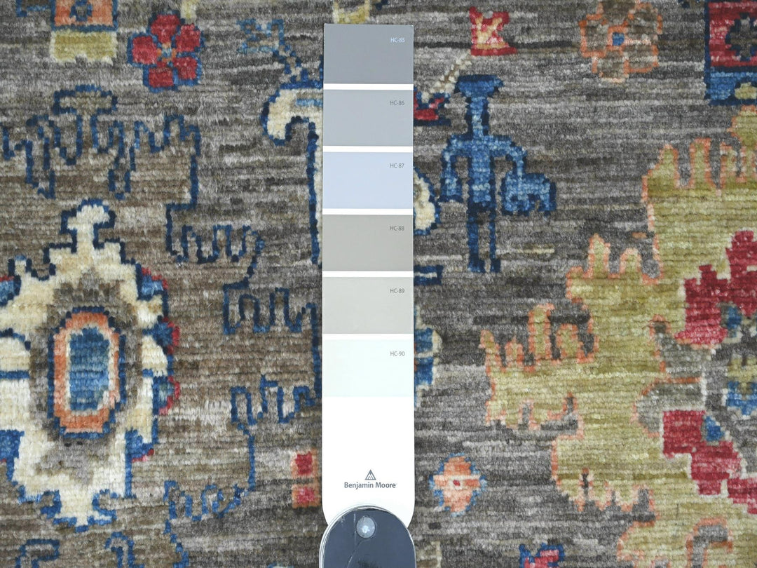 3'11" x 5'11" New Hand Knotted Grey Wool Rectangle Oriental Rug - MOA10220696