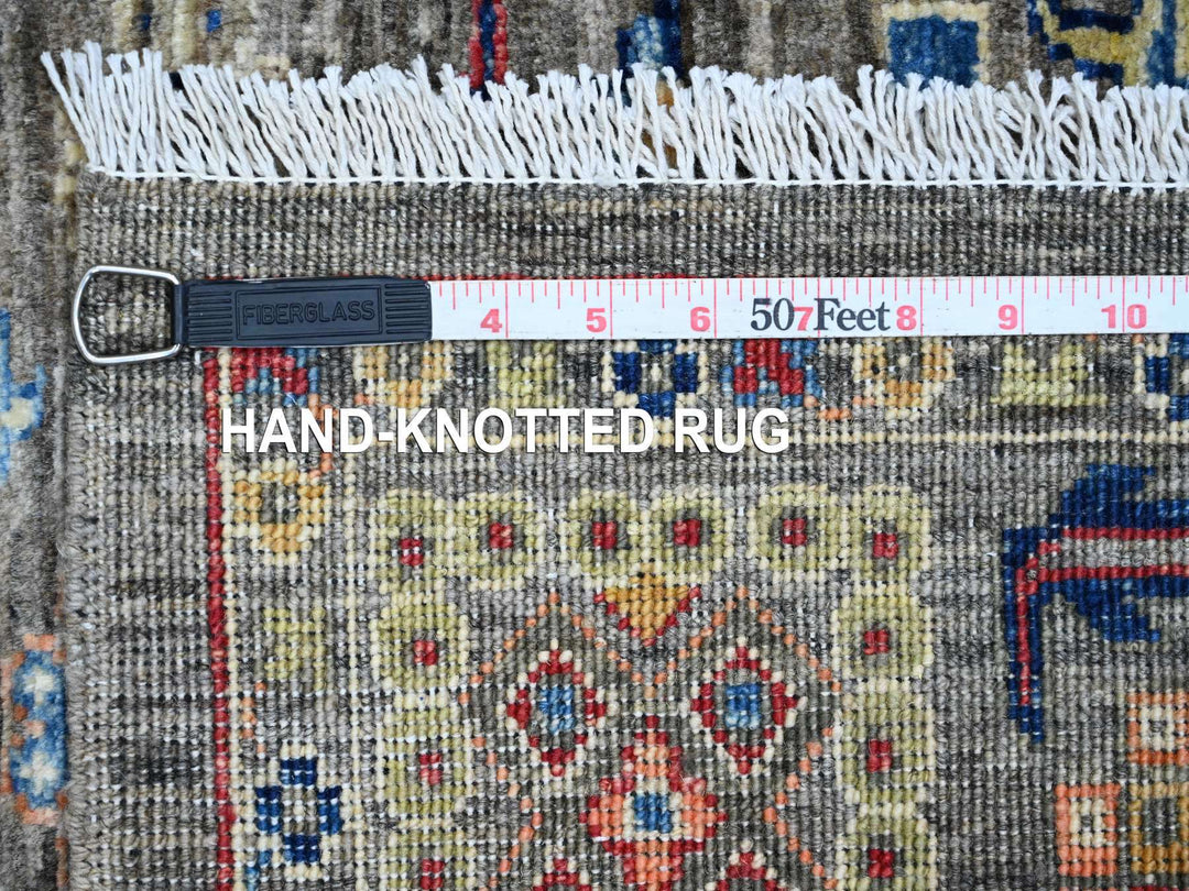 3'11" x 5'11" New Hand Knotted Grey Wool Rectangle Oriental Rug - MOA10220696