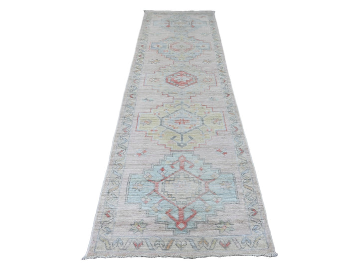 3'1" x 10'0" New Hand Knotted Pink Wool Runner Oriental Rug - MOA10220698