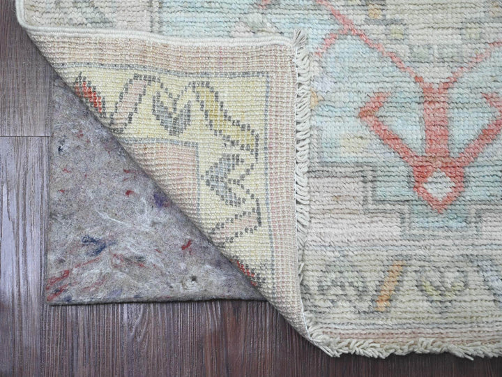 3'1" x 10'0" New Hand Knotted Pink Wool Runner Oriental Rug - MOA10220698