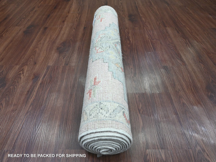 3'1" x 10'0" New Hand Knotted Pink Wool Runner Oriental Rug - MOA10220698