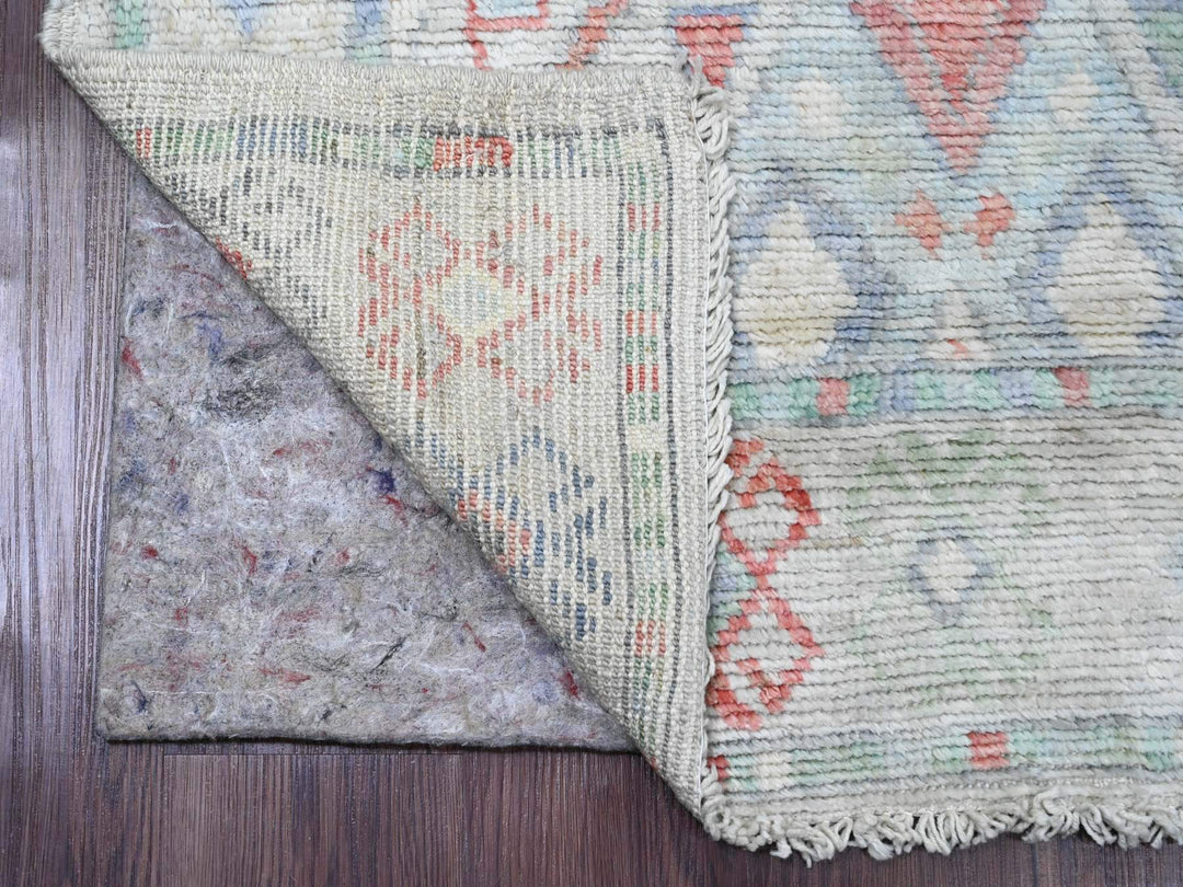 3'2" x 10'5" New Hand Knotted Grey Wool Runner Oriental Rug - MOA10220699