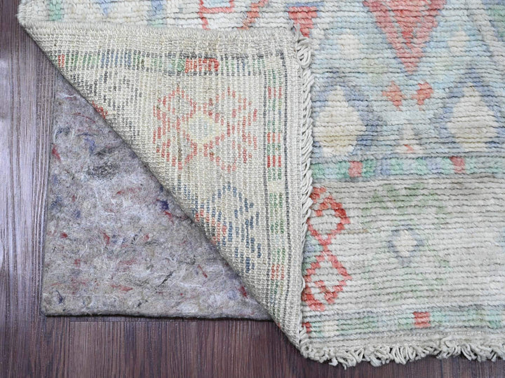 3'2" x 10'5" New Hand Knotted Grey Wool Runner Oriental Rug - MOA10220699