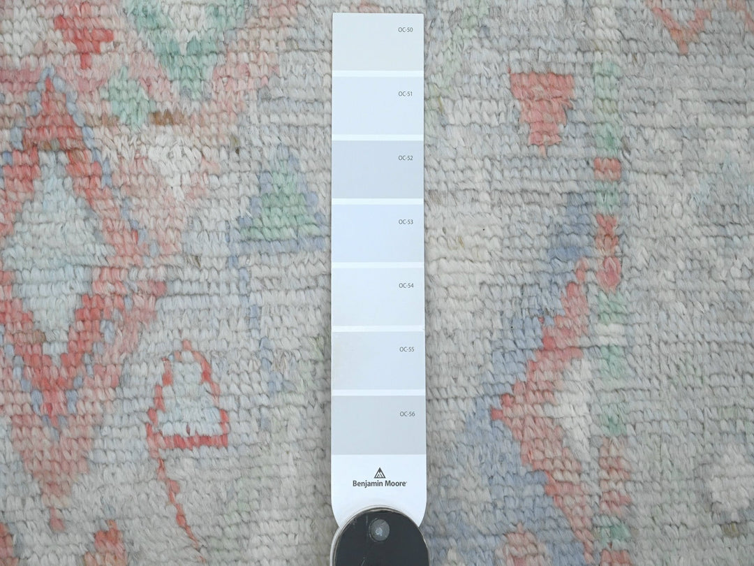 3'2" x 10'5" New Hand Knotted Grey Wool Runner Oriental Rug - MOA10220699