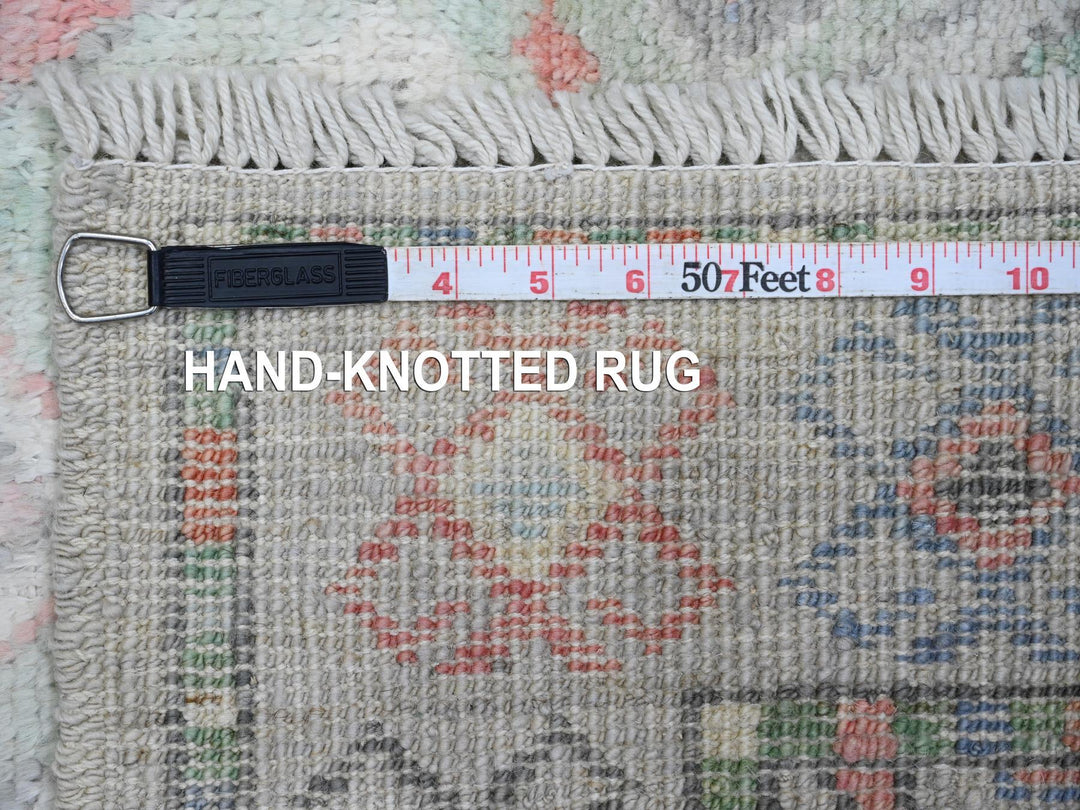 3'2" x 10'5" New Hand Knotted Grey Wool Runner Oriental Rug - MOA10220699