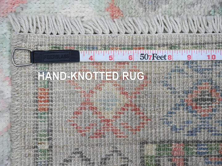 3'2" x 10'5" New Hand Knotted Grey Wool Runner Oriental Rug - MOA10220699