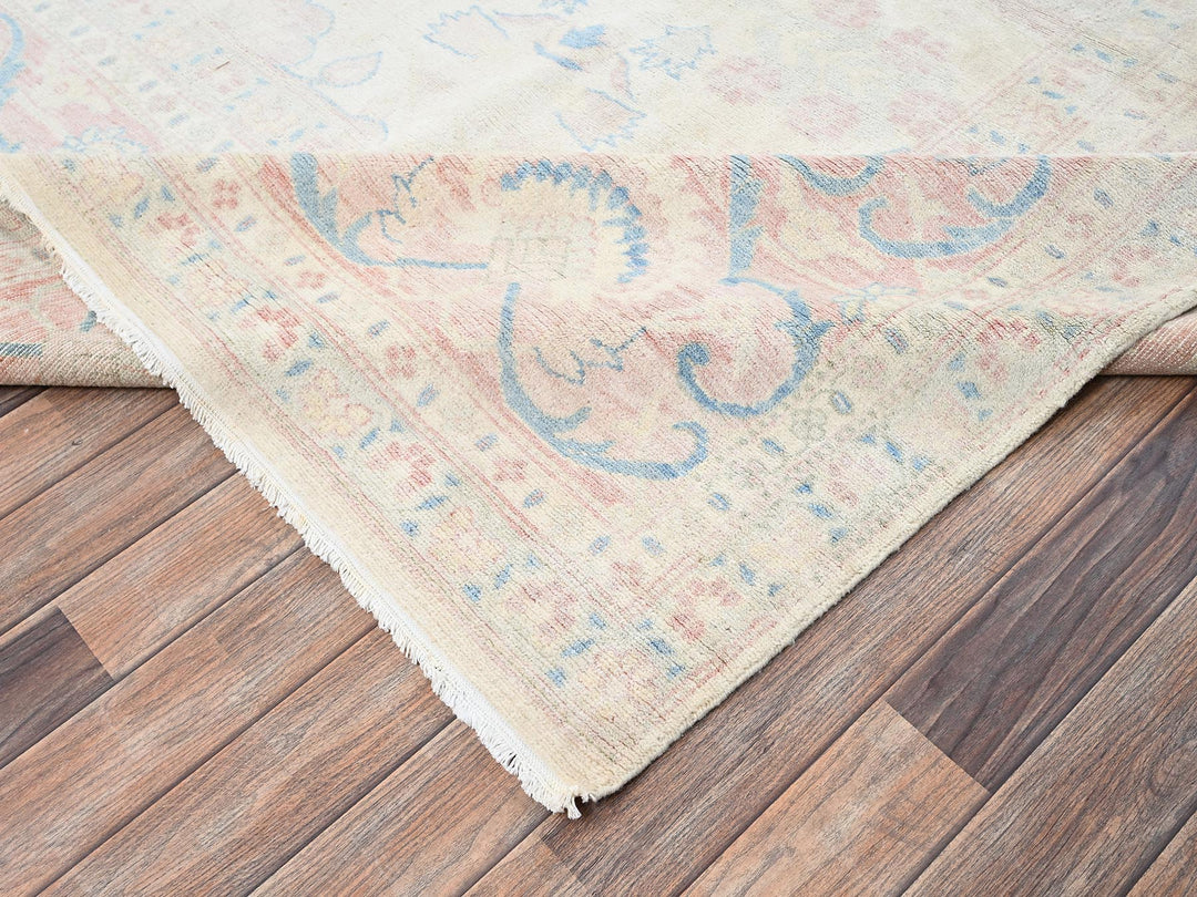 11'11" x 17'3" Vintage Hand Knotted Ivory Wool Rectangle Oriental Rug - MOA1022069
