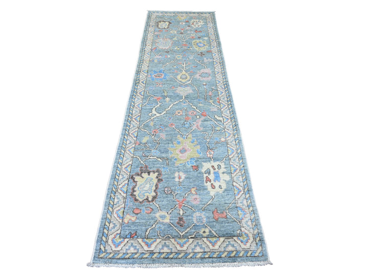 2'9" x 9'9" New Hand Knotted Blue Wool Runner Oriental Rug - MOA10220701