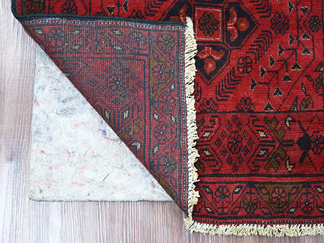 2'6" x 6'3" New Hand Knotted Red Wool Runner Oriental Rug - MOA10220706