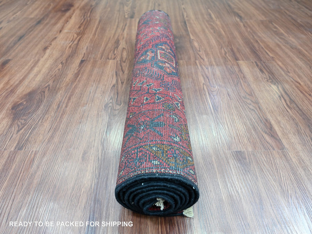 2'6" x 6'3" New Hand Knotted Red Wool Runner Oriental Rug - MOA10220706