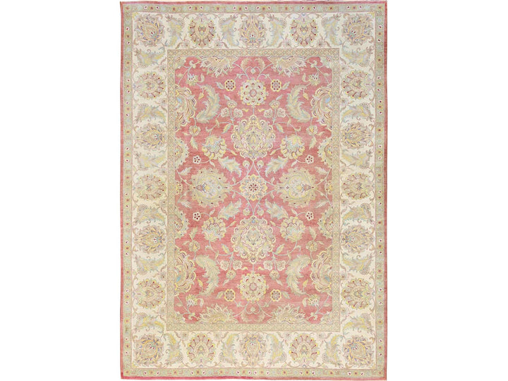 10'0" x 14'5" Vintage Hand Knotted Pink Wool Rectangle Oriental Rug - MOA1022070