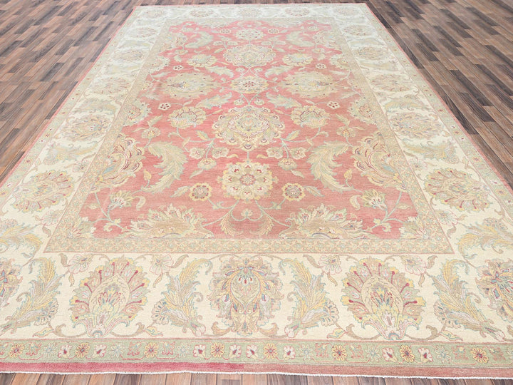 10'0" x 14'5" Vintage Hand Knotted Pink Wool Rectangle Oriental Rug - MOA1022070
