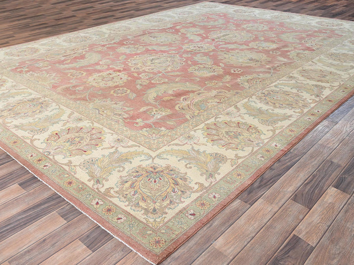 10'0" x 14'5" Vintage Hand Knotted Pink Wool Rectangle Oriental Rug - MOA1022070