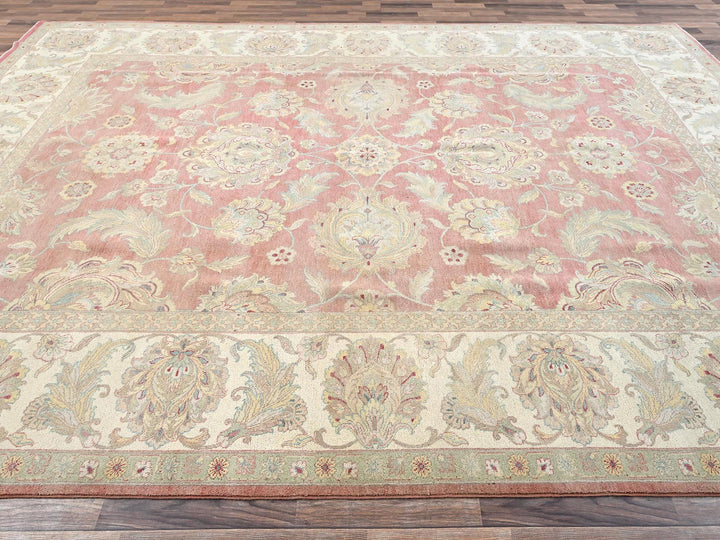 10'0" x 14'5" Vintage Hand Knotted Pink Wool Rectangle Oriental Rug - MOA1022070