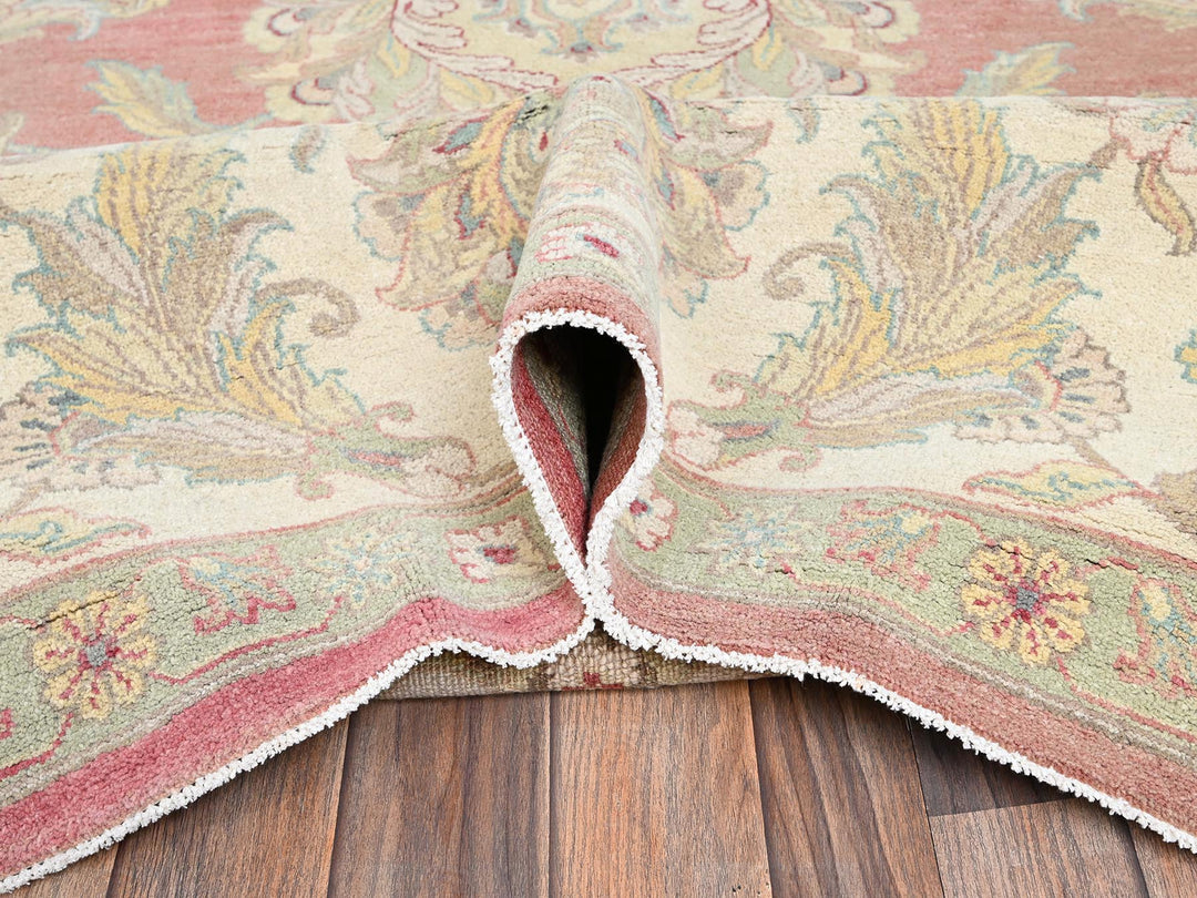10'0" x 14'5" Vintage Hand Knotted Pink Wool Rectangle Oriental Rug - MOA1022070