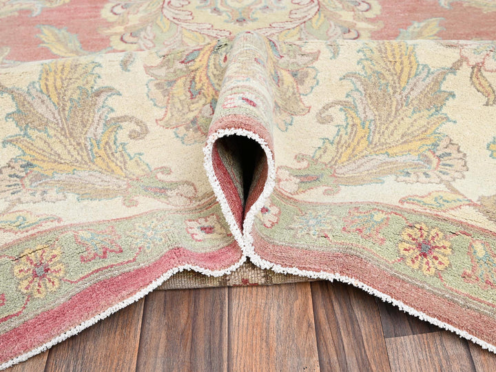 10'0" x 14'5" Vintage Hand Knotted Pink Wool Rectangle Oriental Rug - MOA1022070