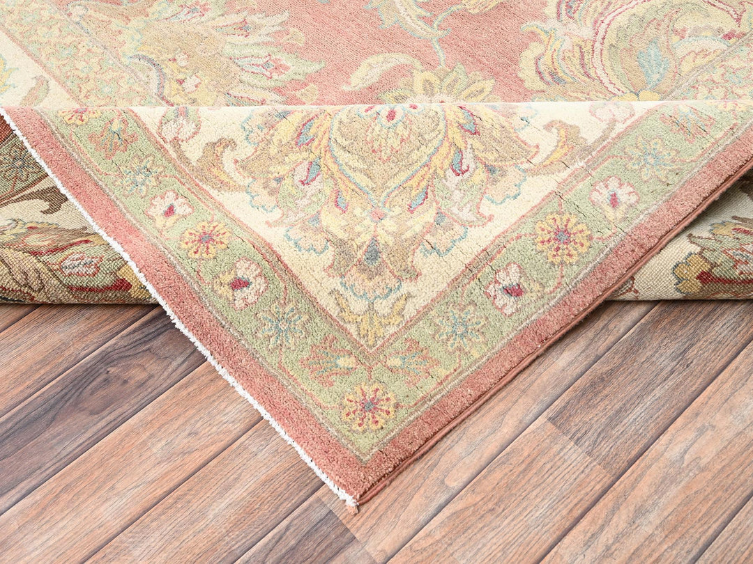 10'0" x 14'5" Vintage Hand Knotted Pink Wool Rectangle Oriental Rug - MOA1022070