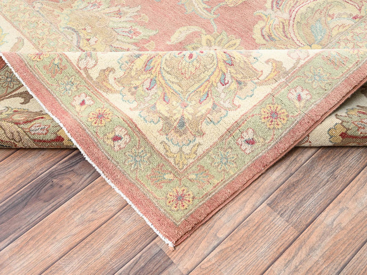 10'0" x 14'5" Vintage Hand Knotted Pink Wool Rectangle Oriental Rug - MOA1022070