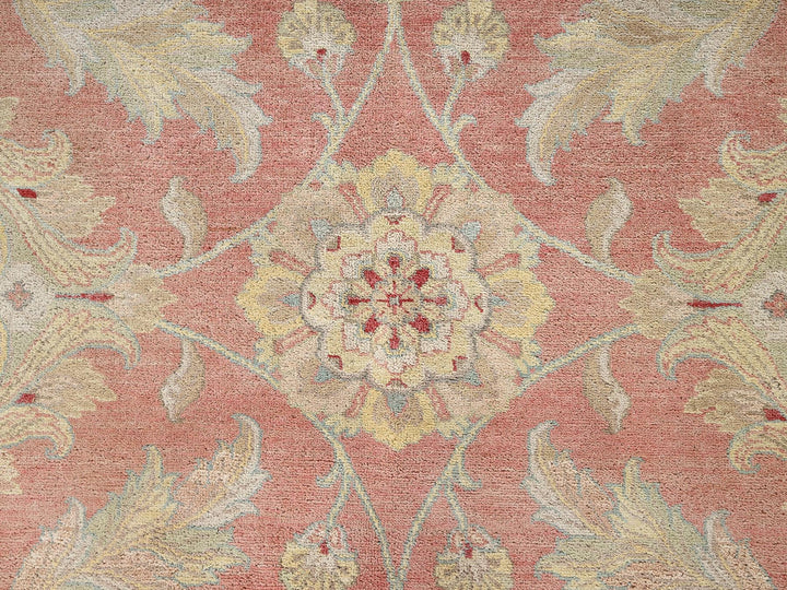 10'0" x 14'5" Vintage Hand Knotted Pink Wool Rectangle Oriental Rug - MOA1022070