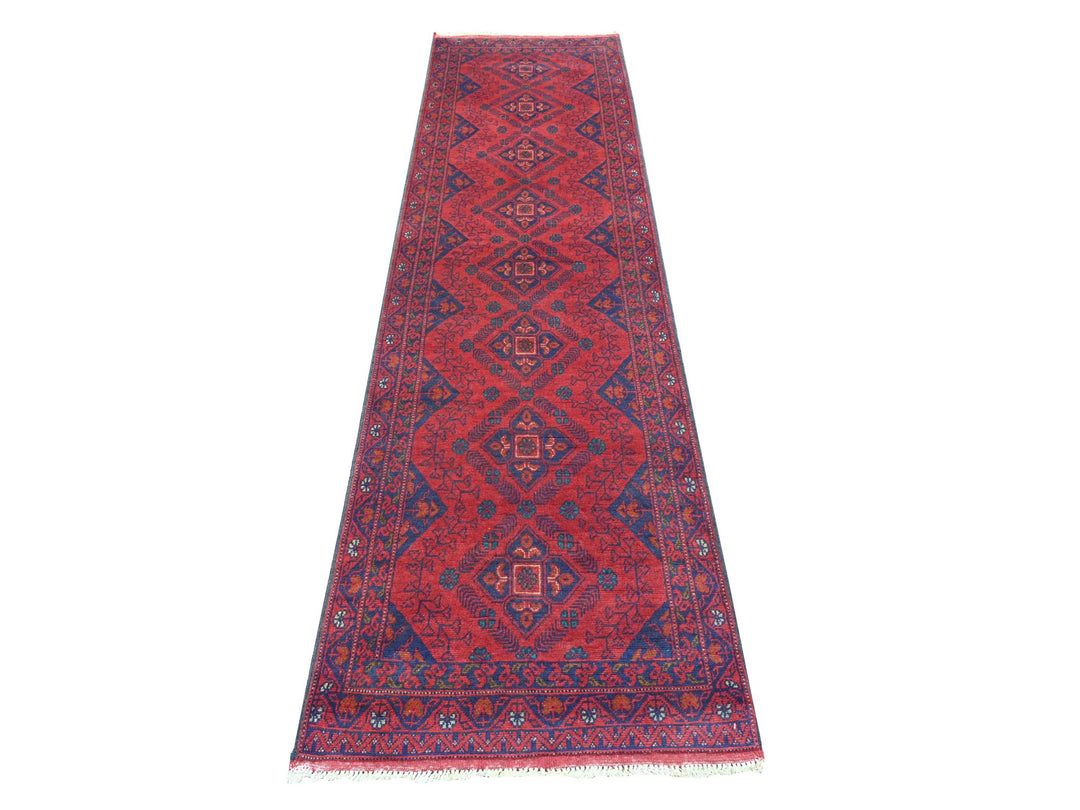 2'6" x 9'4" New Hand Knotted Red Wool Runner Oriental Rug - MOA10220717