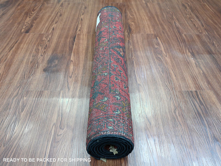 2'8" x 6'2" New Hand Knotted Red Wool Runner Oriental Rug - MOA10220723