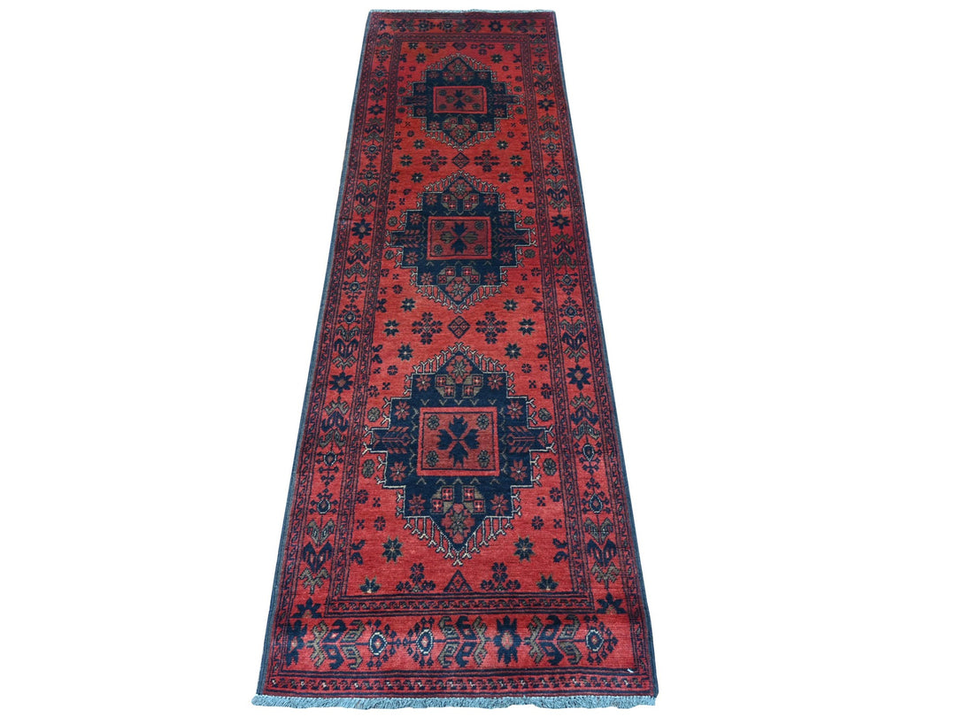 2'4" x 7'9" New Hand Knotted Red Wool Runner Oriental Rug - MOA10220725