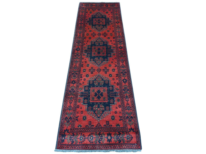 2'4" x 7'9" New Hand Knotted Red Wool Runner Oriental Rug - MOA10220725