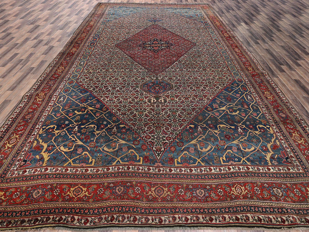 11'6" x 18'10" Vintage Hand Knotted Ivory Wool Rectangle Oriental Rug - MOA1022072