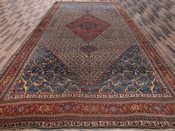 11'6" x 18'10" Vintage Hand Knotted Ivory Wool Rectangle Oriental Rug - MOA1022072