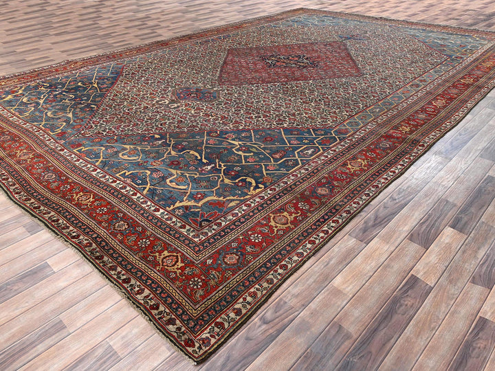 11'6" x 18'10" Vintage Hand Knotted Ivory Wool Rectangle Oriental Rug - MOA1022072
