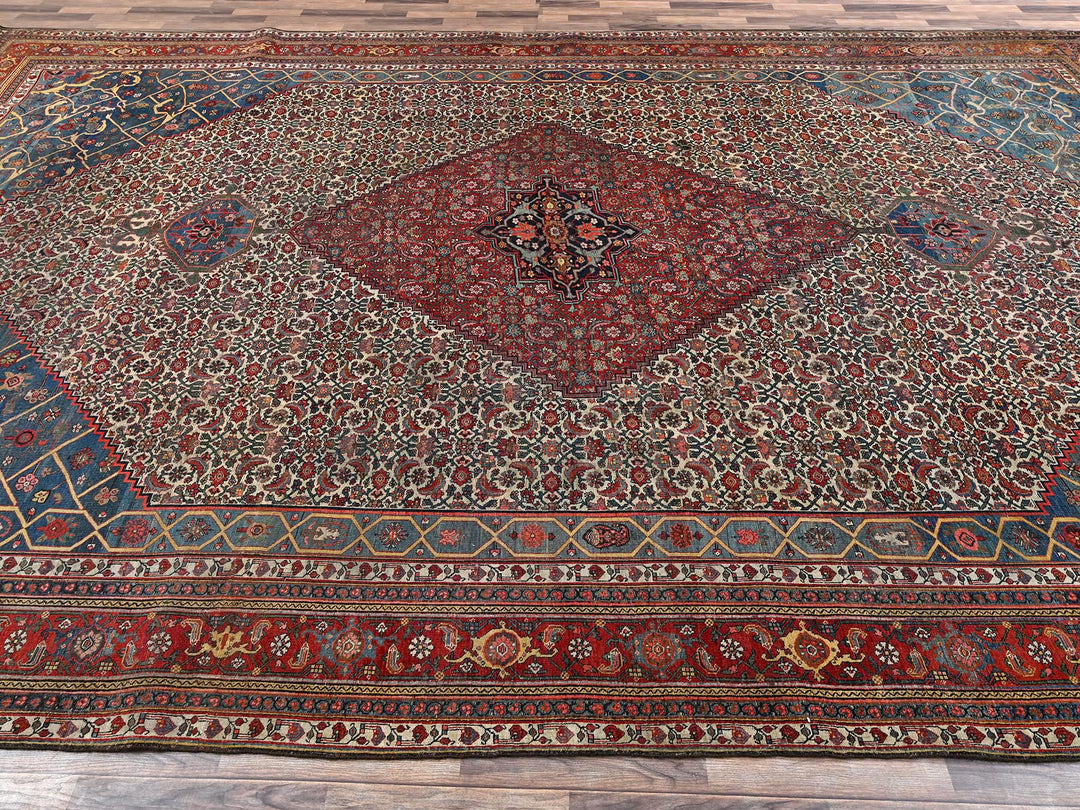 11'6" x 18'10" Vintage Hand Knotted Ivory Wool Rectangle Oriental Rug - MOA1022072