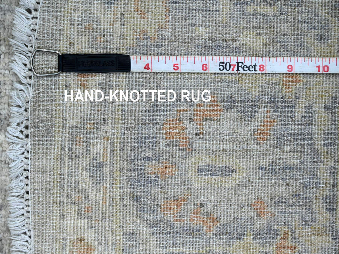 5'11" x 5'11" New Hand Knotted Grey Wool Round Oriental Rug - MOA10220730