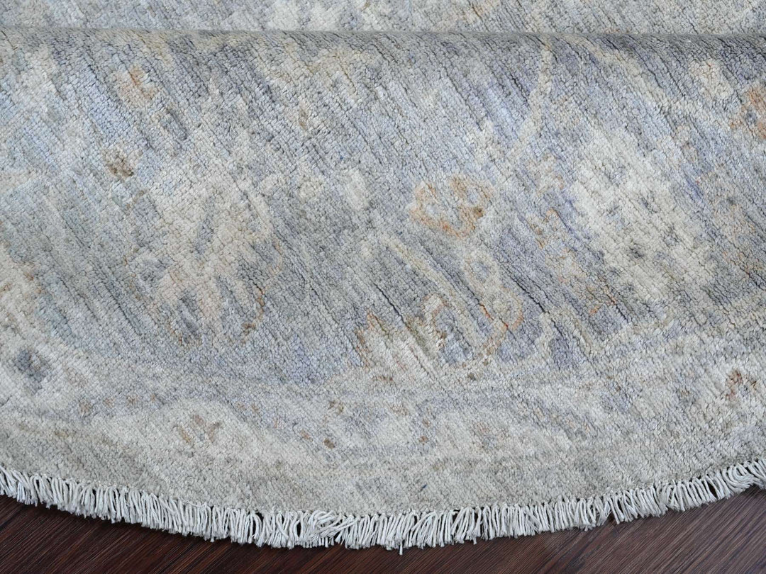 7'8" x 7'10" New Hand Knotted Grey Wool Round Oriental Rug - MOA10220731