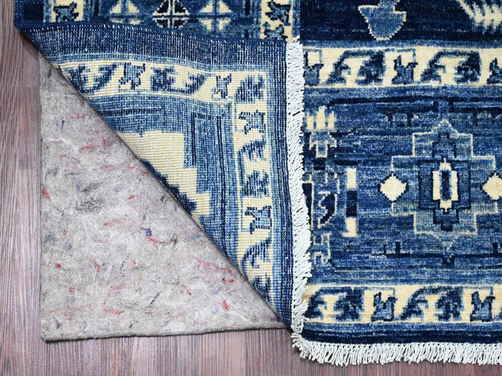 8'2" x 9'9" New Hand Knotted Blue Wool Rectangle Oriental Rug - MOA10220739