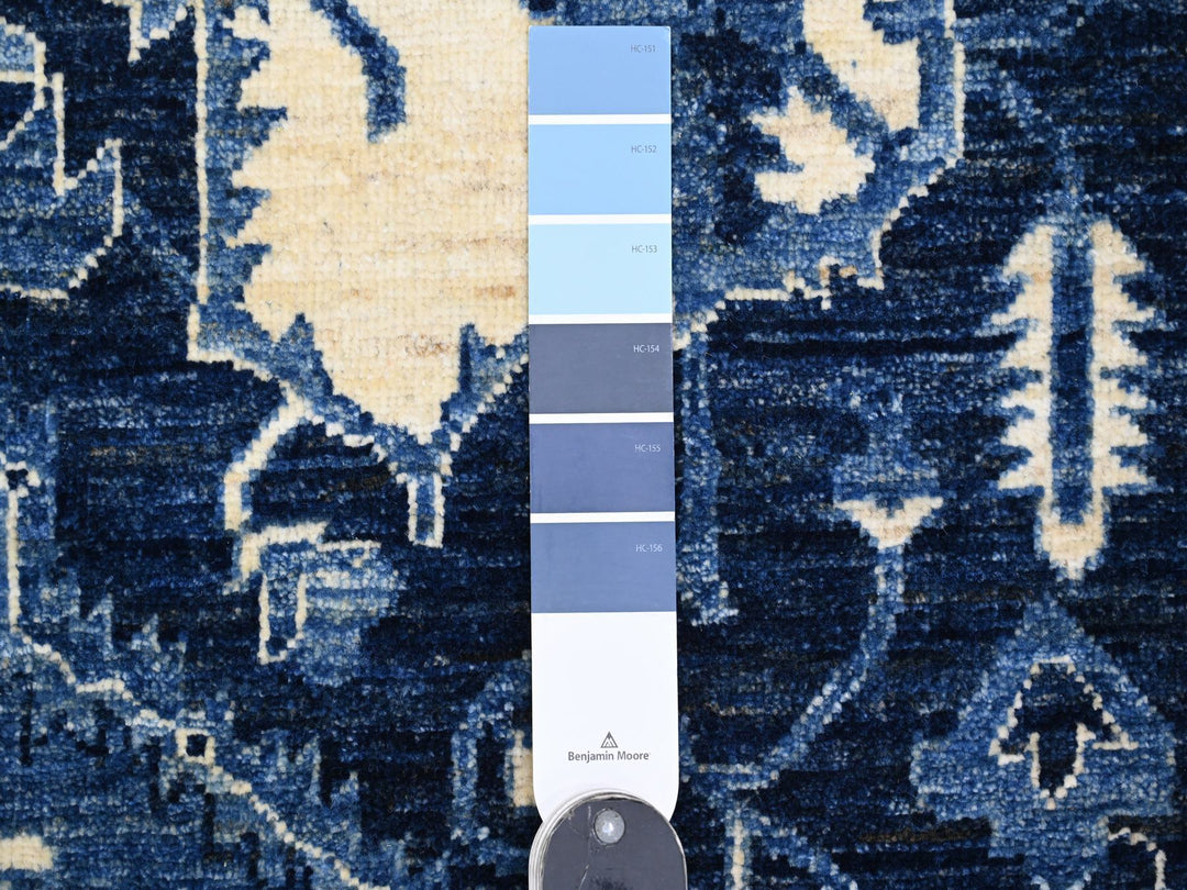 8'2" x 9'9" New Hand Knotted Blue Wool Rectangle Oriental Rug - MOA10220739