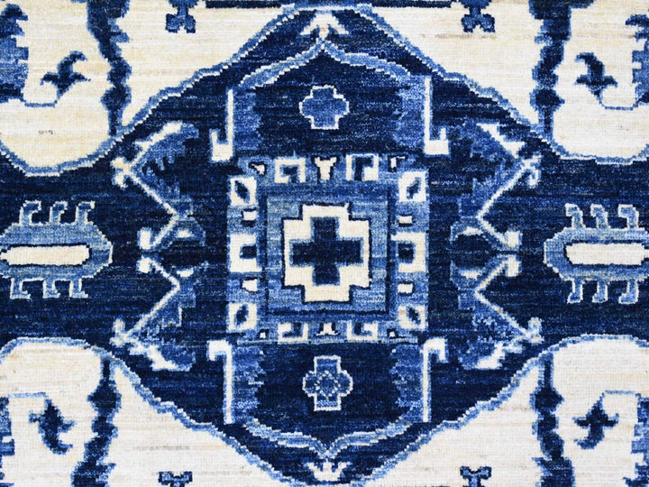 8'2" x 9'9" New Hand Knotted Blue Wool Rectangle Oriental Rug - MOA10220739