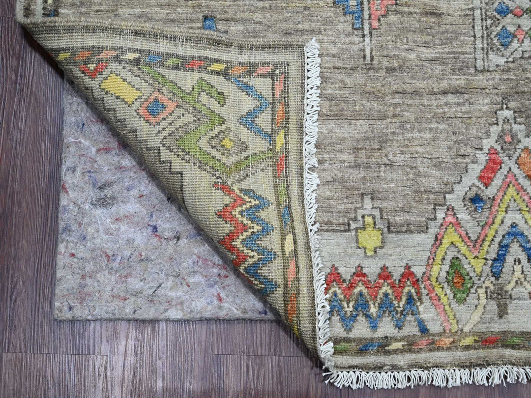 9'1" x 11'5" New Hand Knotted Grey Wool Rectangle Oriental Rug - MOA10220740